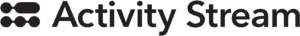Logo displaying the text "Activity Stream" in black, accompanied by a minimalist icon on the left featuring three horizontal dots connected by lines.